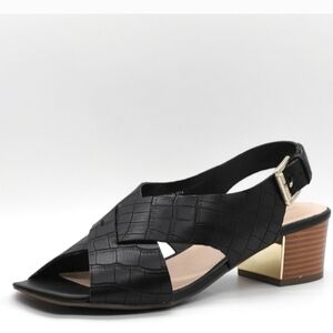 New Liz Claiborne Women's Calista Gold Accent Slingback Comfort Sandals In Black